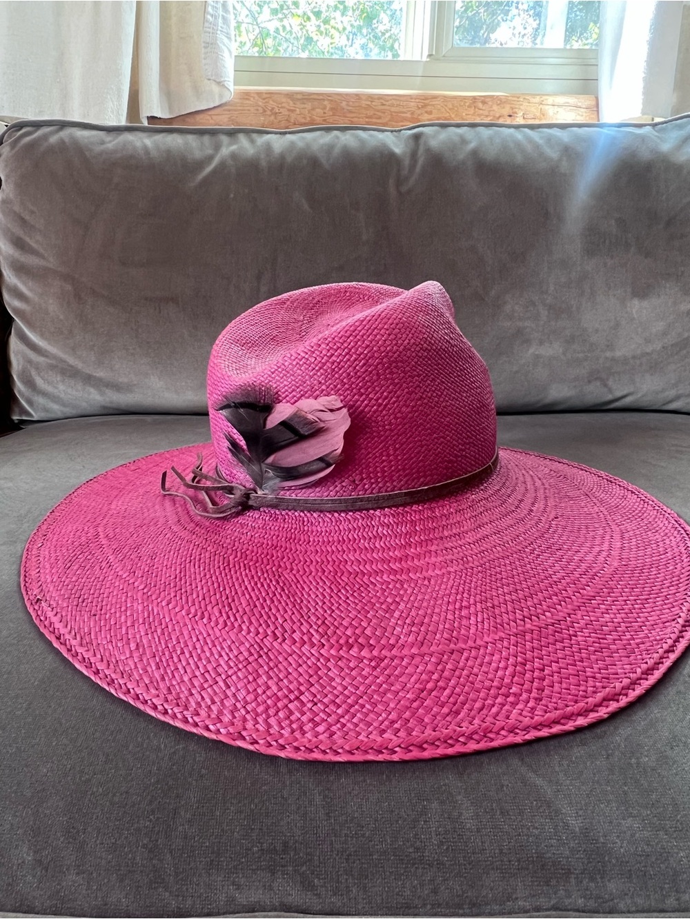 Ladies hand constructed straw hat